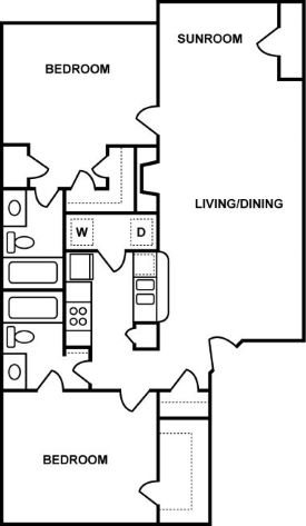 2 bed 2 bath Floor Plan 10